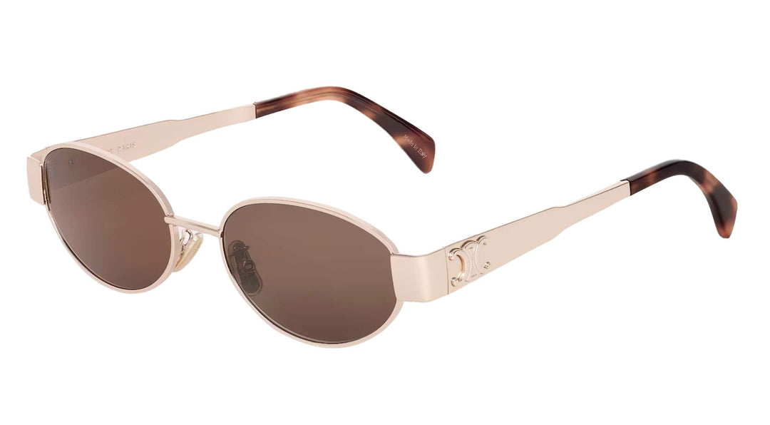 Celine Triomphe rose-gold sunglasses with oval lenses and tortoise temples