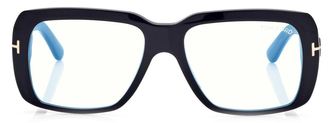 Tom Ford dark blue-light glasses, blue-tinted lenses, front view rectangular frames