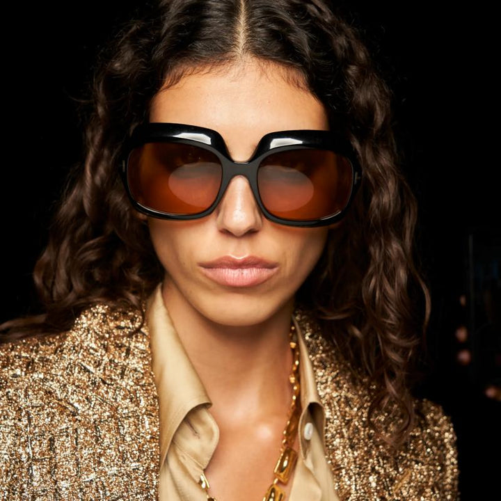 Tom Ford Ren FT1155 Square Sunglasses in Havana Yellow Lens