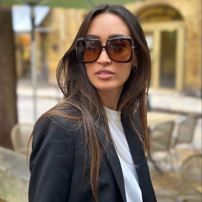 Tom Ford Lorelai FT1156 Oversized Sunglasses in Brown Yellow Tint