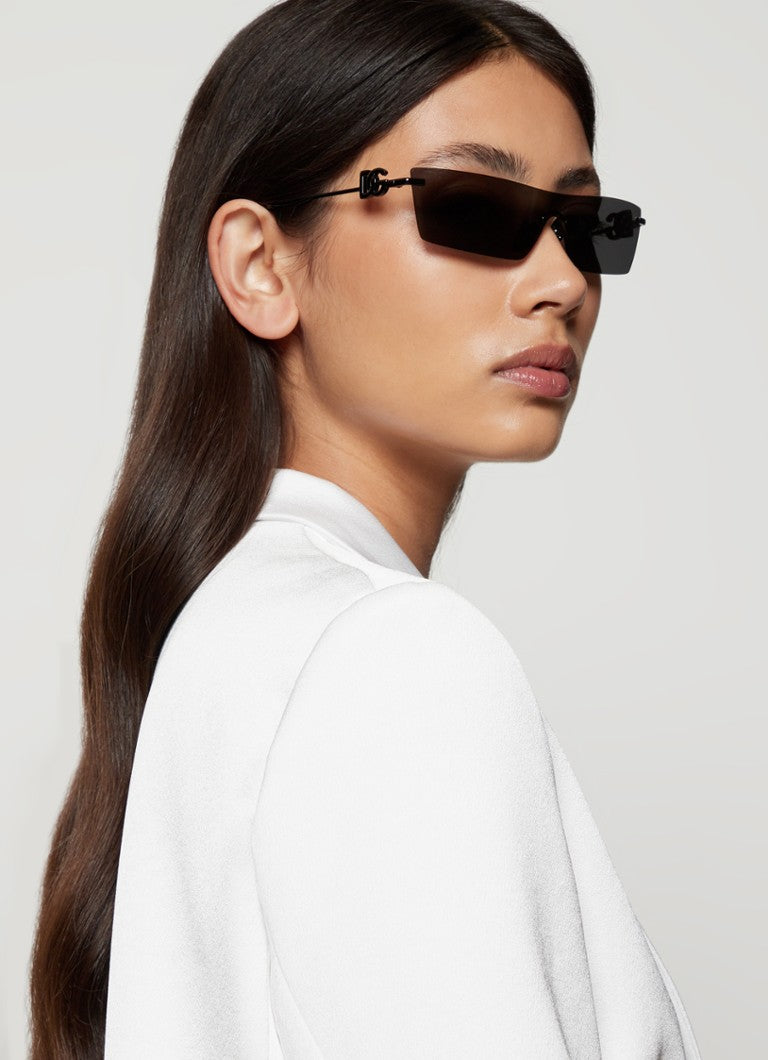 Dolce & Gabbana DG2292 Black Rimless Shield Sunglasses