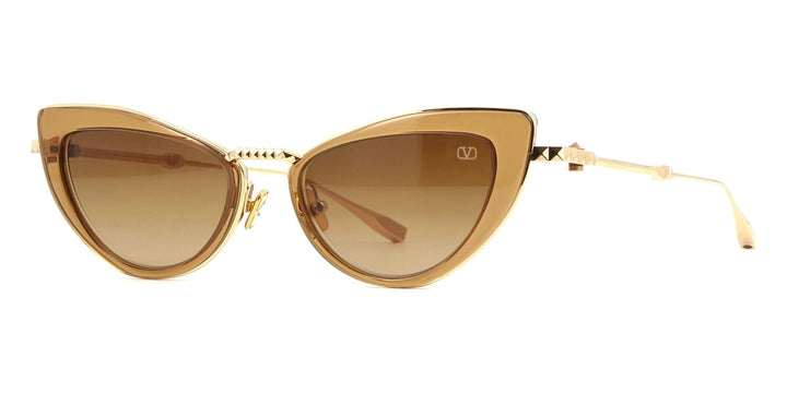 Valentino cat-eye sunglasses in beige with gold-tone metal and brown lenses