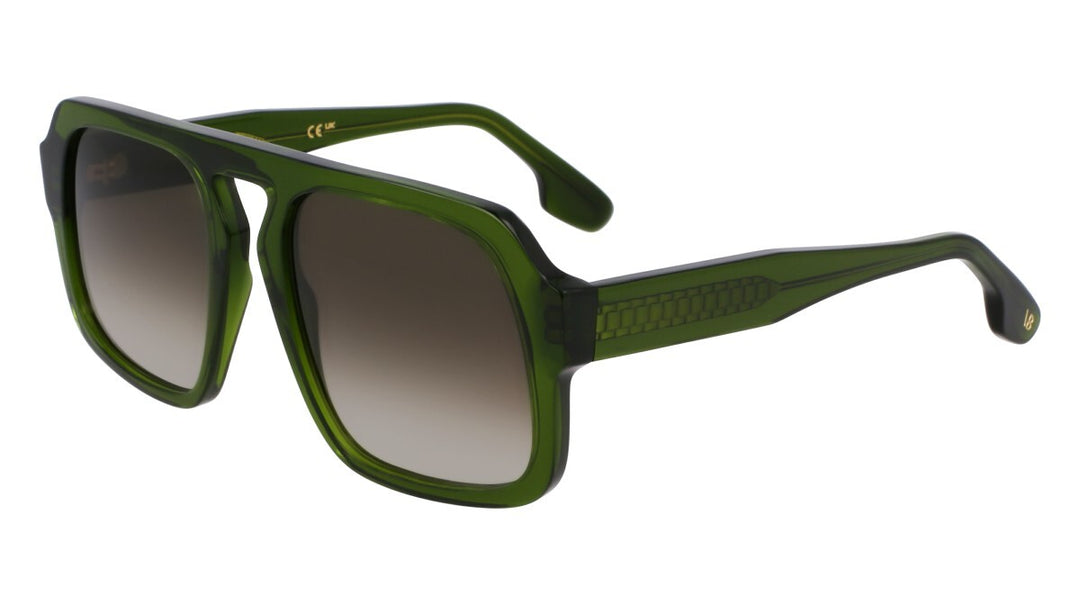 Victoria Beckham VB674S green aviator sunglasses with gradient dark lenses