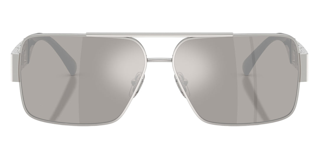 Versace VE2290 silver rectangular sunglasses with silver mirrored lenses, full frame