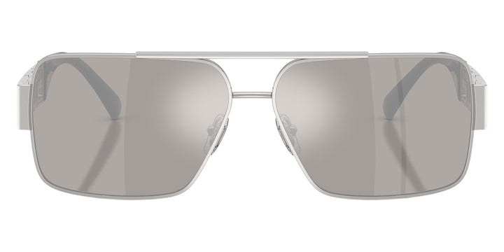 Versace VE2290 silver rectangular sunglasses with silver mirrored lenses, full frame