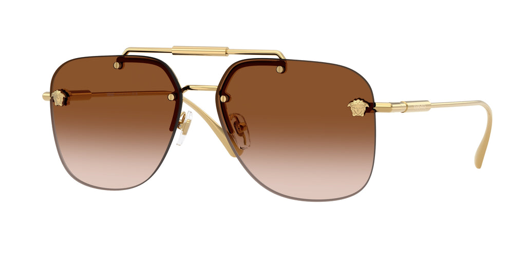 Versace VE2296 Medusa Aviator Sunglasses in Gold Brown – Designer
