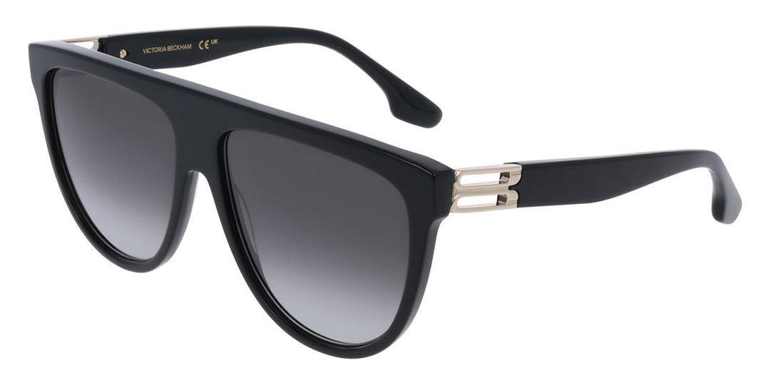 Victoria Beckham black flat-top sunglasses, dark lenses and wide frames