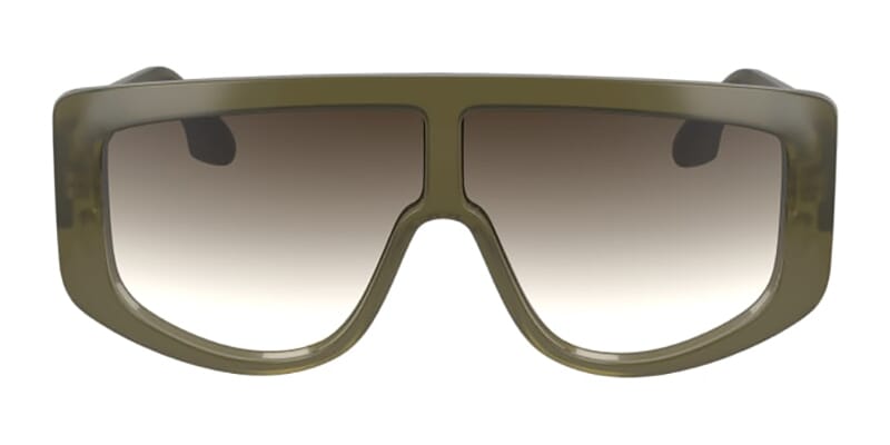 Khaki rectangular aviator sunglasses with gradient lenses