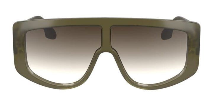 Khaki rectangular aviator sunglasses with gradient lenses