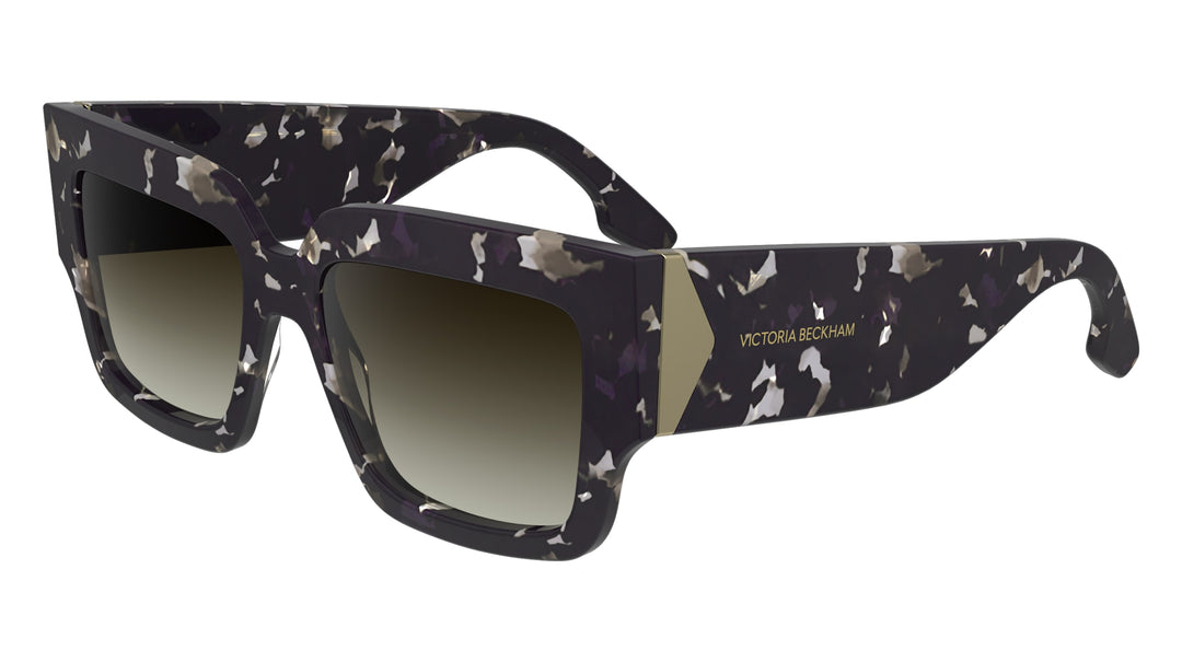 Thick-rim black and Havana square sunglasses with gradient lenses and logo temple