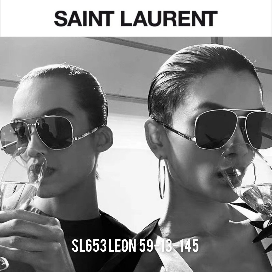 NWT Yves Saint Laurent Black Aviator Sunglasses Leon SL 653 Leon Spoiler aviator sunglasses in black - Saint  main image 4
