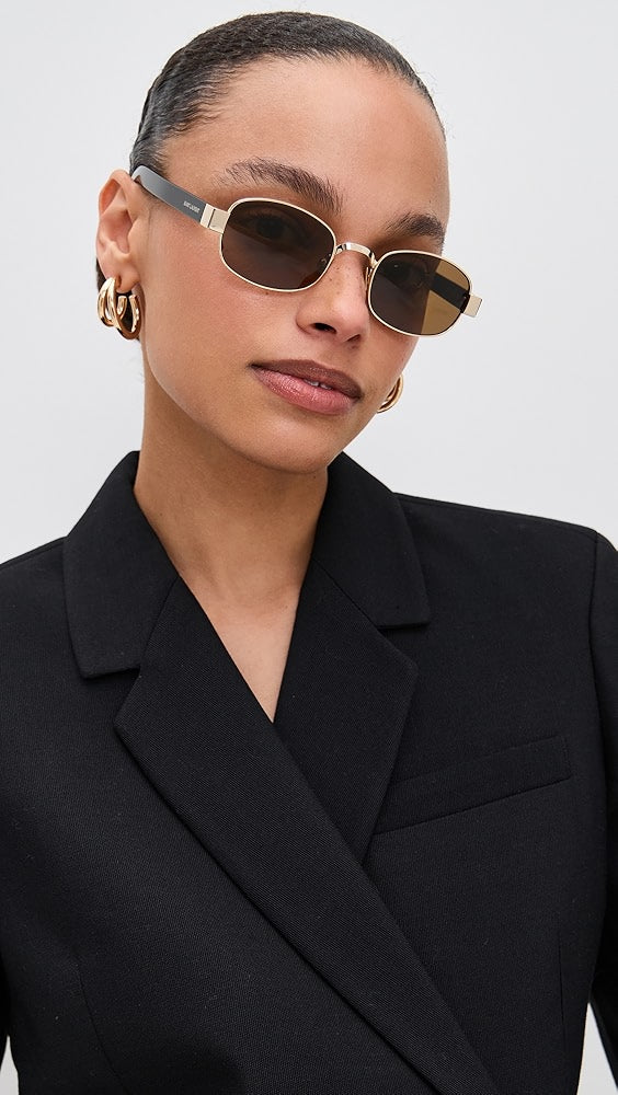 Saint Laurent SL706 Oval Sunglasses in Gold Brown – Designer Daydream