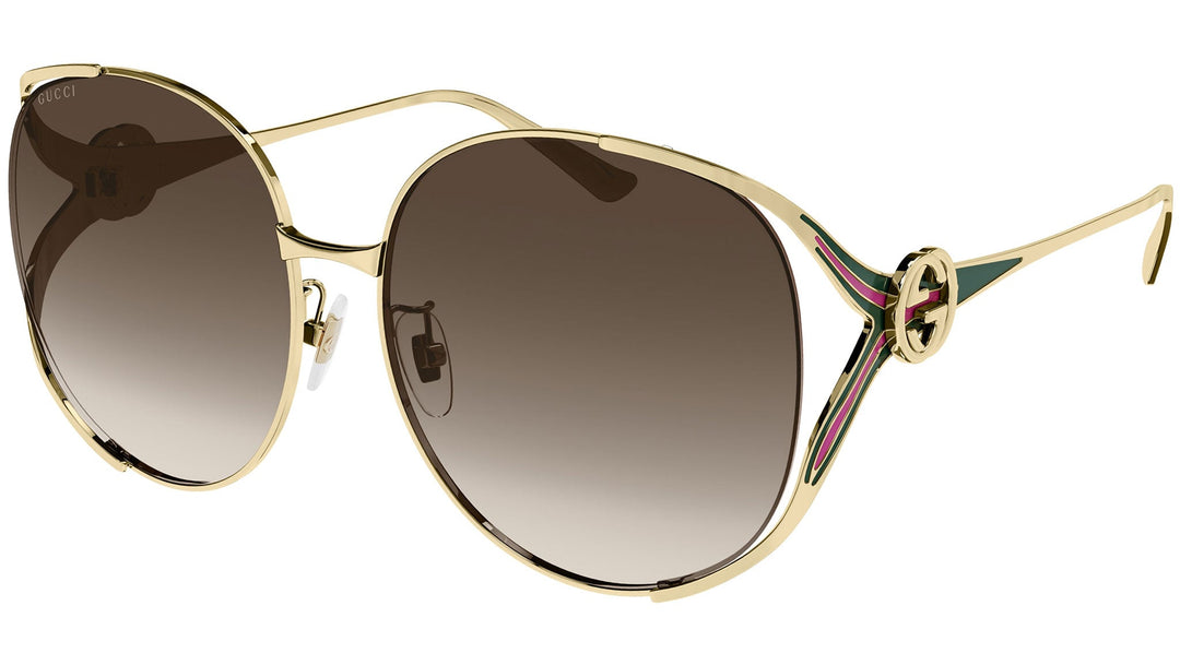 Gafas de sol de metal con recorte extragrandes en oro rosa Gucci GG0225S