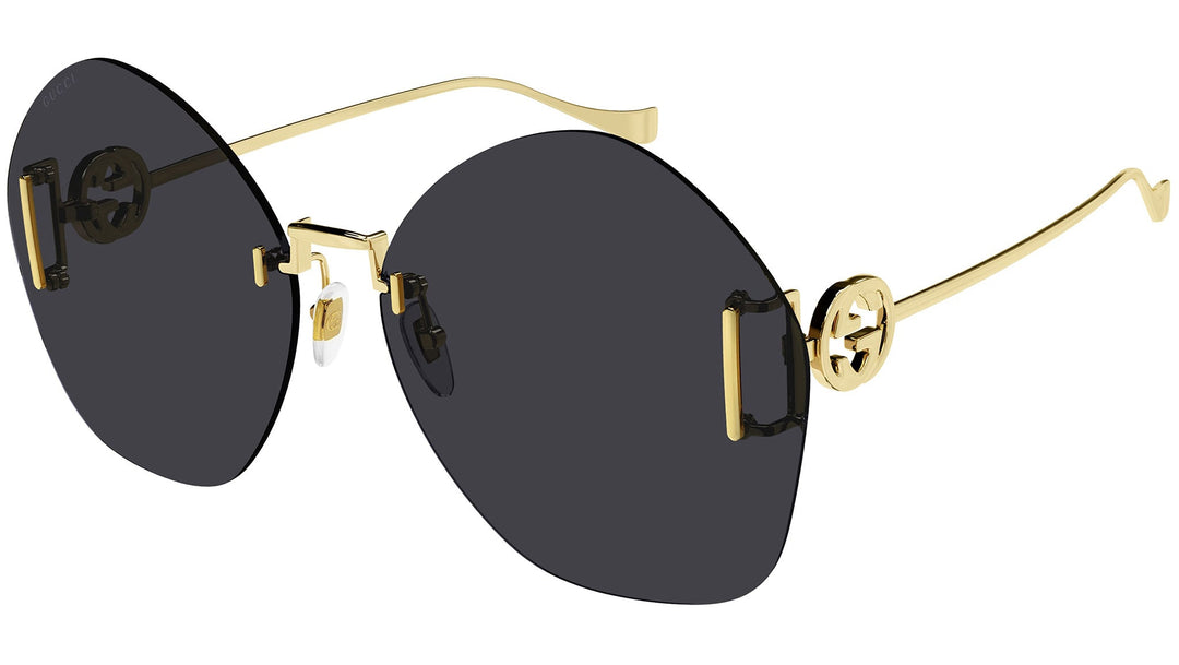 Gucci GG1203S Grey Gold Rimless Sunglasses