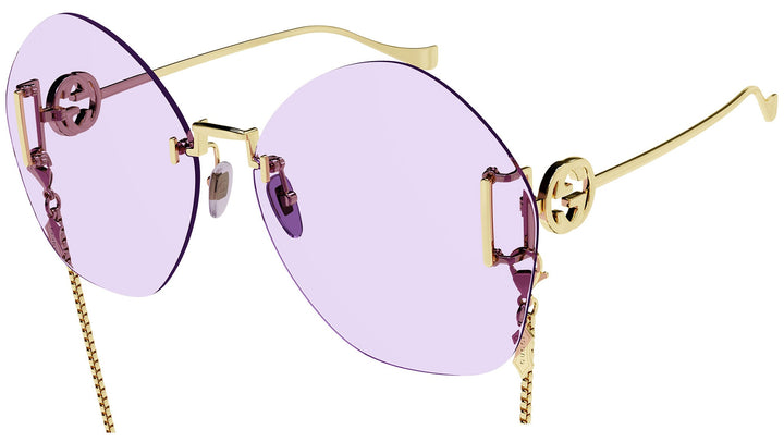 Gucci GG1203S Violet Gold Chain Rimless Sunglasses