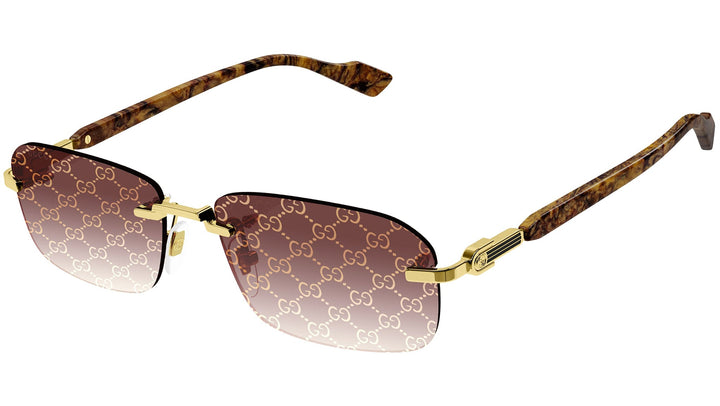 Gucci GG1221S Brown Monogram Rimless Sunglasses