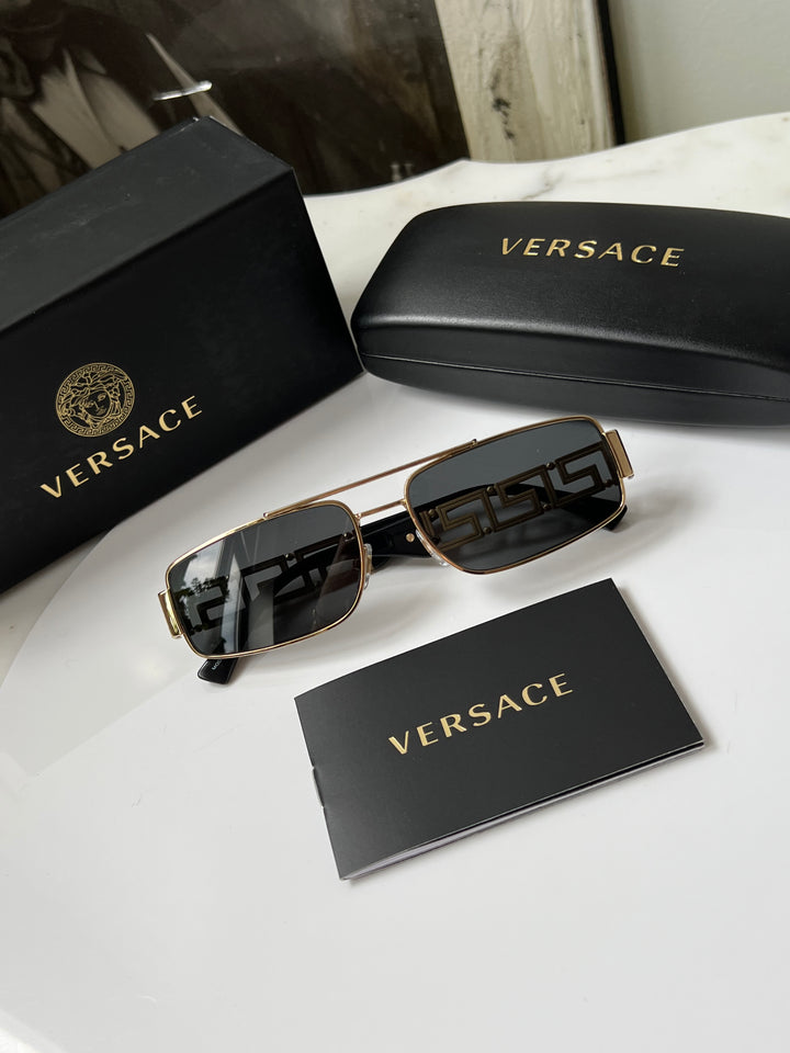 Versace VE2257 Slim Aviator Sunglasses in Gold Grey