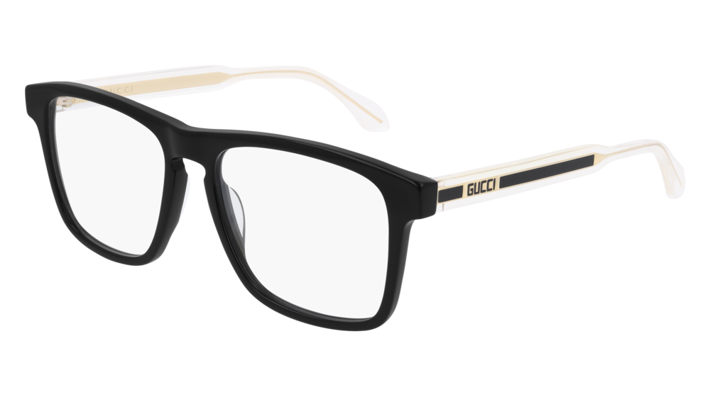 Gucci GG0561ON Rectangular Keyhole Clear Leg Eyeglasses Frames in Black