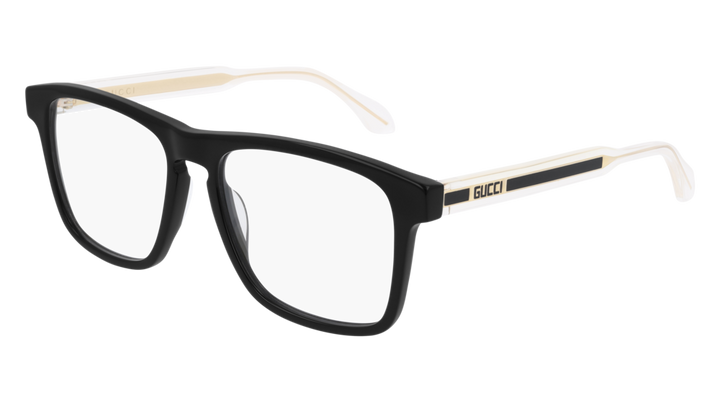 Monturas de anteojos rectangulares con forma de ojo de cerradura y patas transparentes Gucci GG0561O en negro