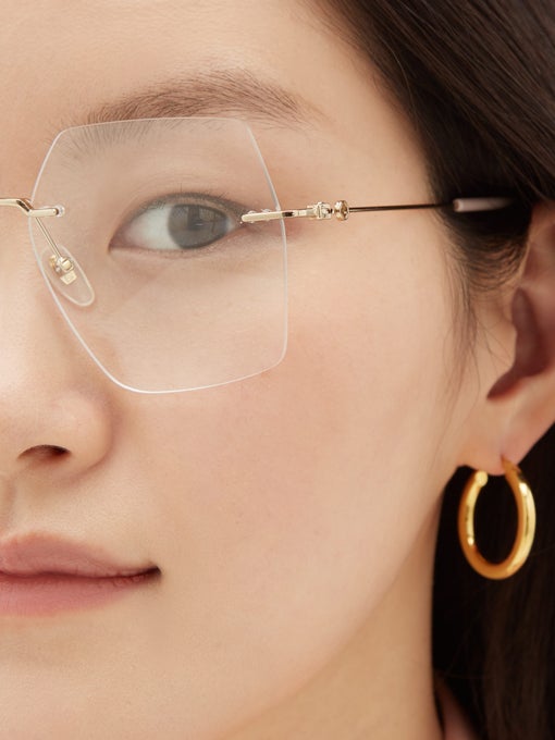 Gucci GG0683O Oversized Hexagon Rimless Eyeglasses Frames