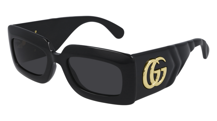 Gucci GG0811S Thick Rim Rectangle Quilted Sunglasses in Black