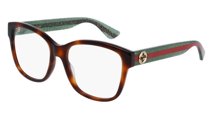 Gucci GG0038ON Brown Striped Leg Eyeglasses Frames