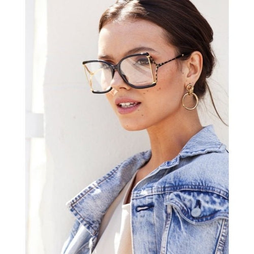 Gucci GG0592O Havana Brown Gold Oversized Square Cutout Eyeglasses Frames