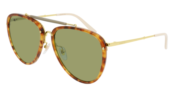 Gucci GG0672S Oversized Aviator Sunglasses in Havana Green