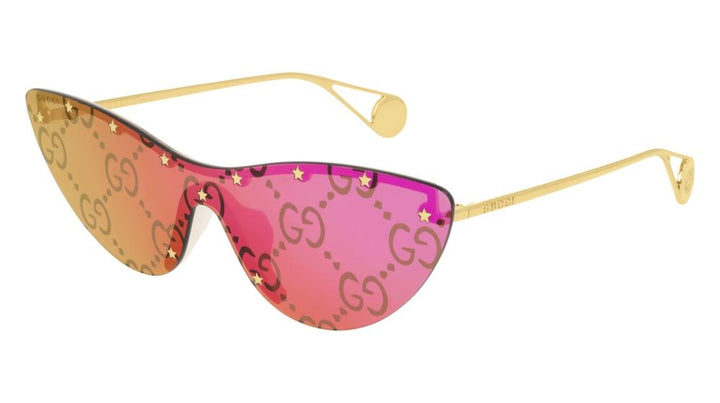 Gucci GG0666S Cat Eye Logo Mirrored Pink Sunglasses