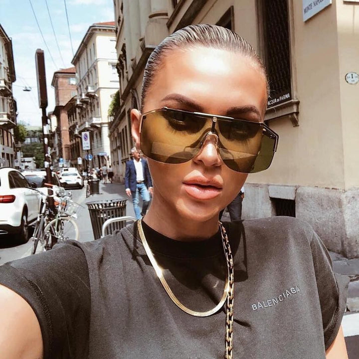 Gucci GG0291S Oversized Rimless Mirrored Sunglasses in Bronze