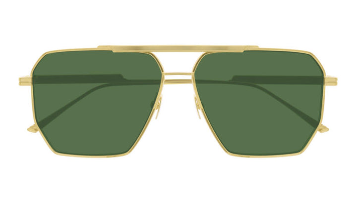 Bottega Veneta BV1012S Minimalist Aviator Sunglasses in Gold/Green Lens