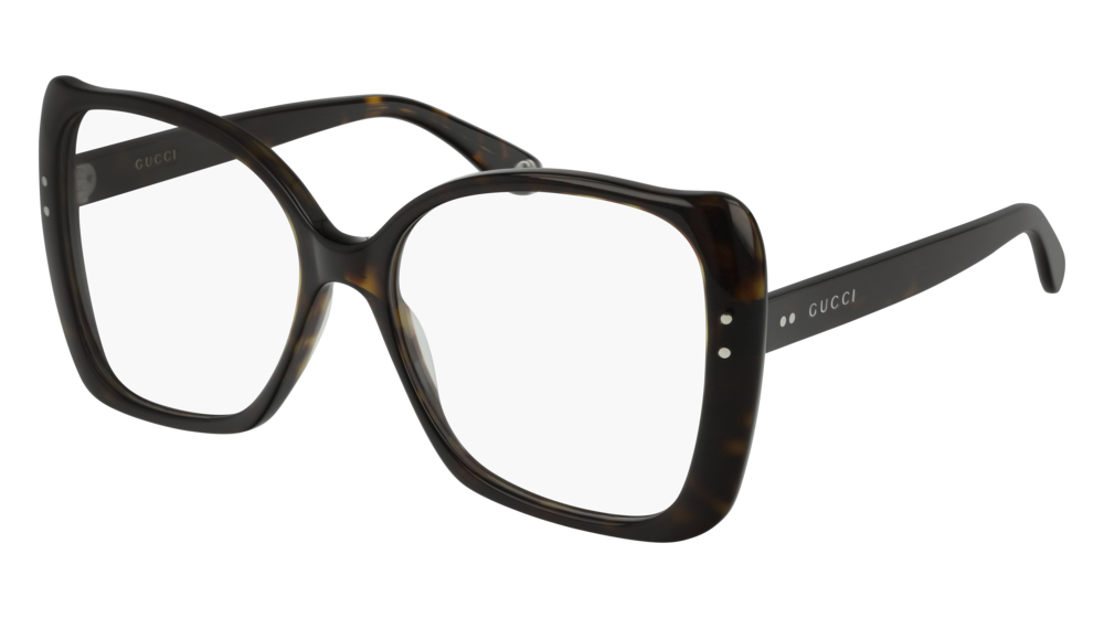 Gucci butterfly-frame sunglasses with dark brown square lenses and GG logo temple