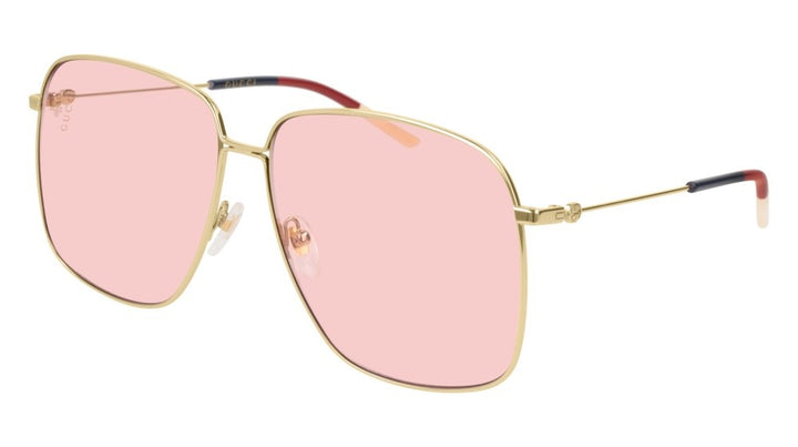 Gafas de sol rosas cuadradas extragrandes con logo de abeja 0394S de Gucci