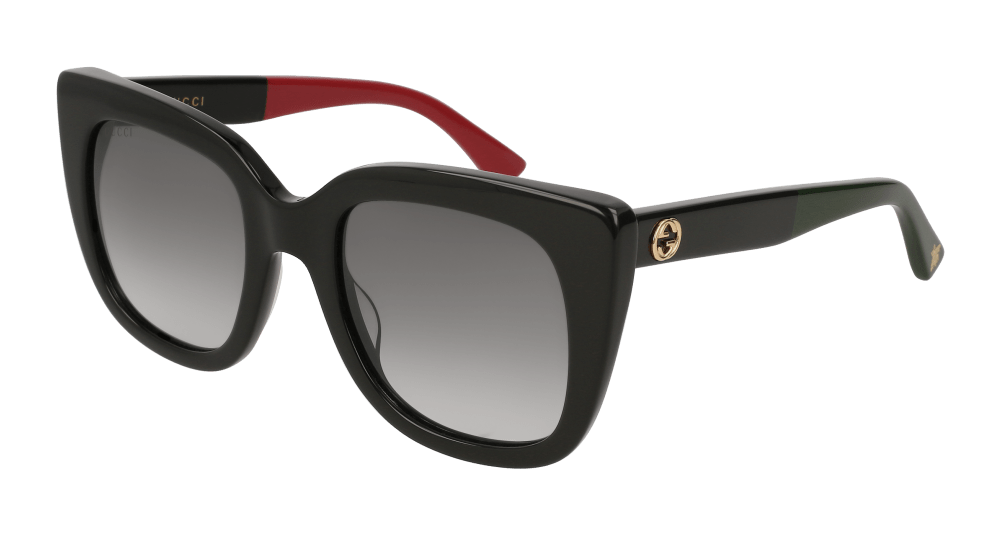 Gucci GG0163S Gafas de sol cuadradas negras estilo ojo de gato