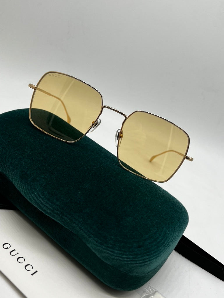 Gucci GG1184S Square Metal Sunglasses in Yellow Lens
