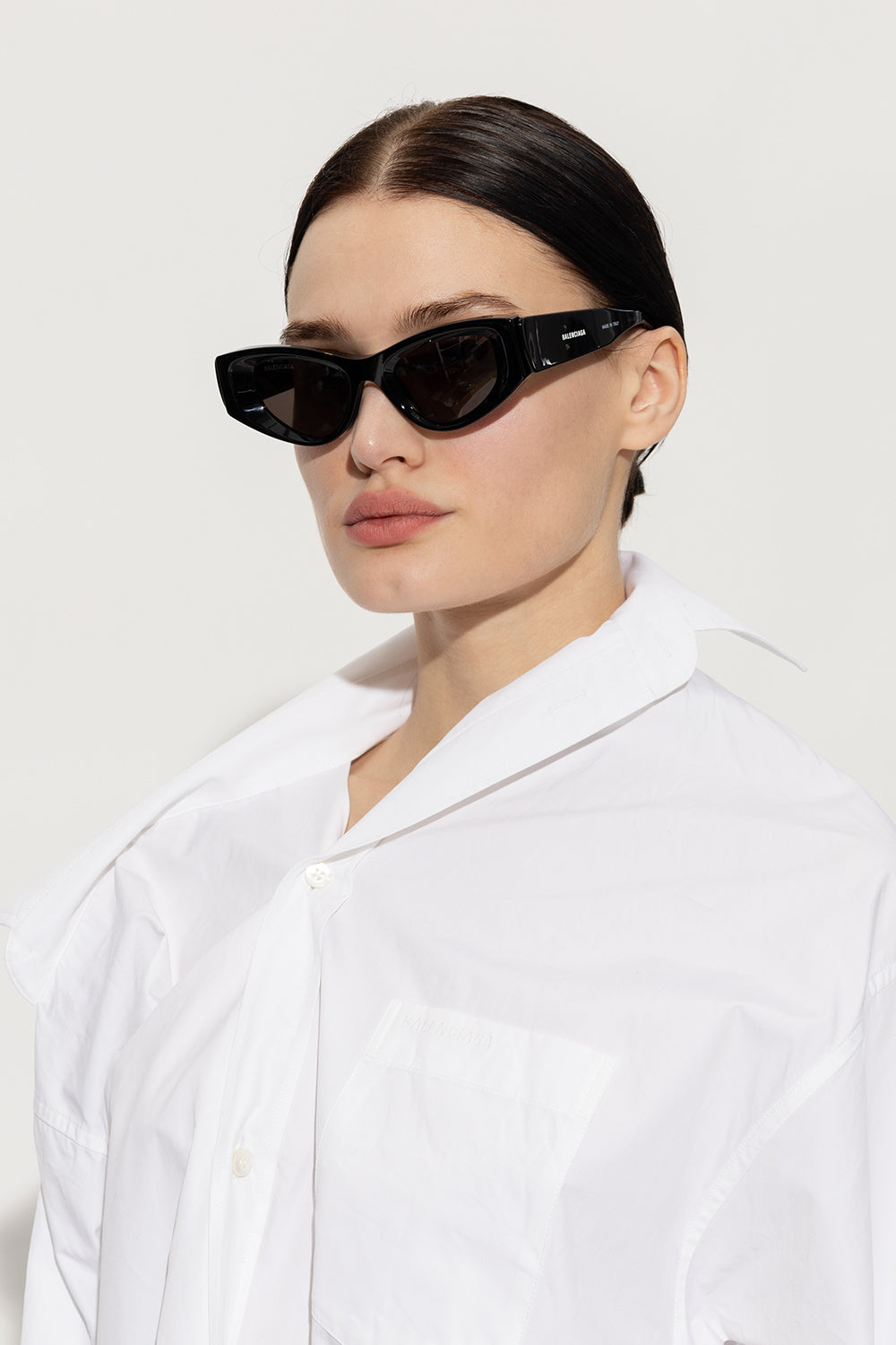 Balenciaga BB0243S Inverted Cat Eye Sunglasses in Black