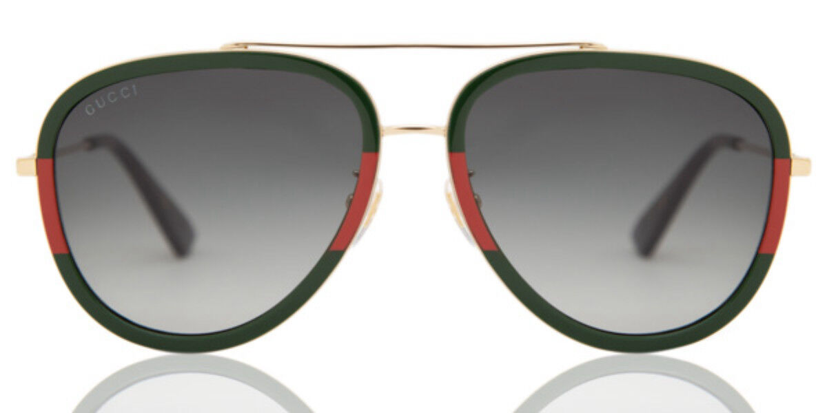 Gucci GG0062S-003 Pilot Sunglasses Front Green/Red Gold Frame / Green  Gradient 889652051291 | eBay