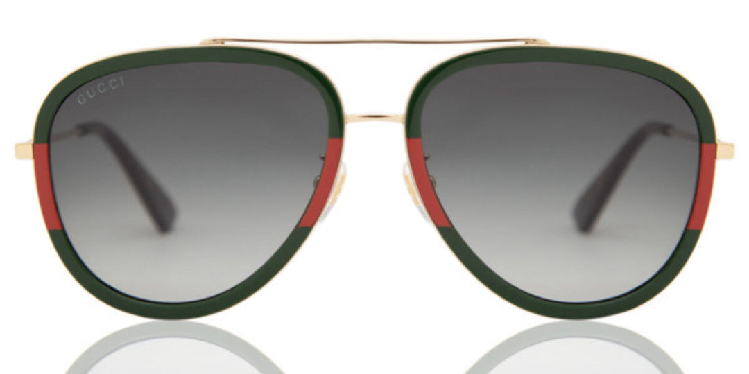 Gucci GG0062S Aviator Sunglasses in Green/Red