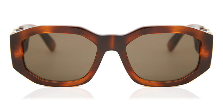 Havana brown tortoiseshell sunglasses with dark lenses, oval frames