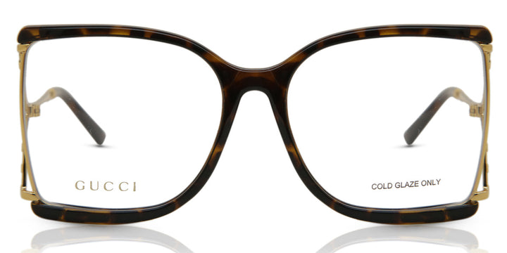 Gucci GG0592O Havana Brown Gold Oversized Square Cutout Eyeglasses Frames