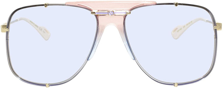 Gucci GG0739S Unisex Aviator Logo Sunglasses in Crystal Pink Blue Lens