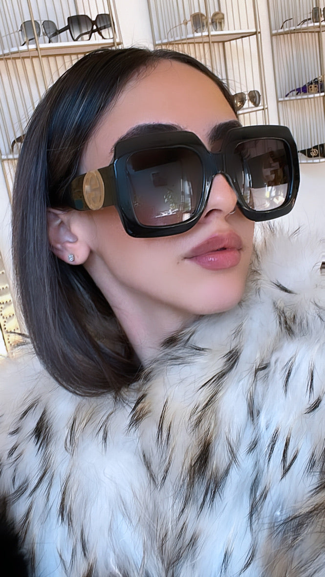 Black Oversized square acetate sunglasses, Celine Eyewear