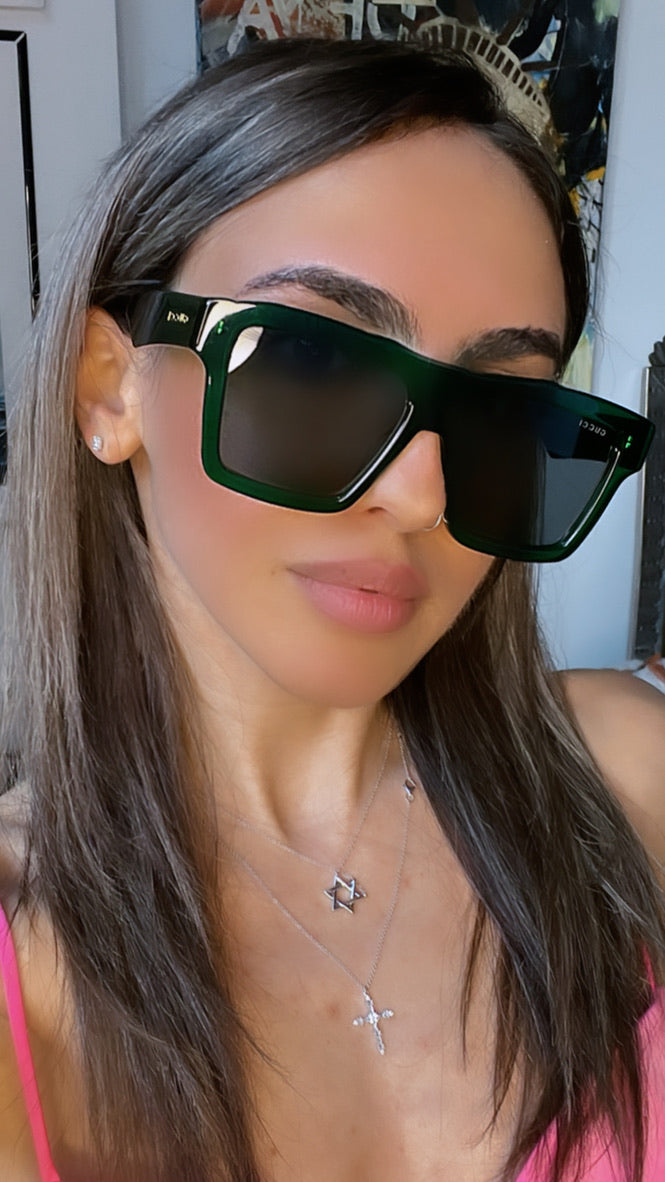 Gucci GG0962S Flat Top Oversized Sunglasses in Green