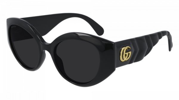 Gucci GG0809S Thick Rim Oval Quilted Sunglasses in Black