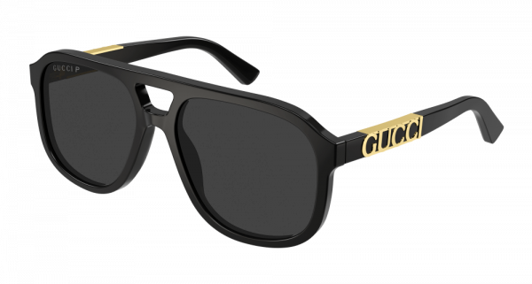 Gucci GG1188S Black Polarized Gold Aviator Sunglasses