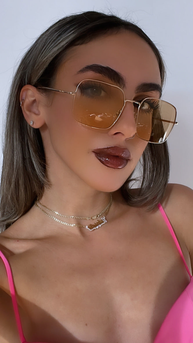 Gucci GG1184S Square Metal Sunglasses in Yellow Lens