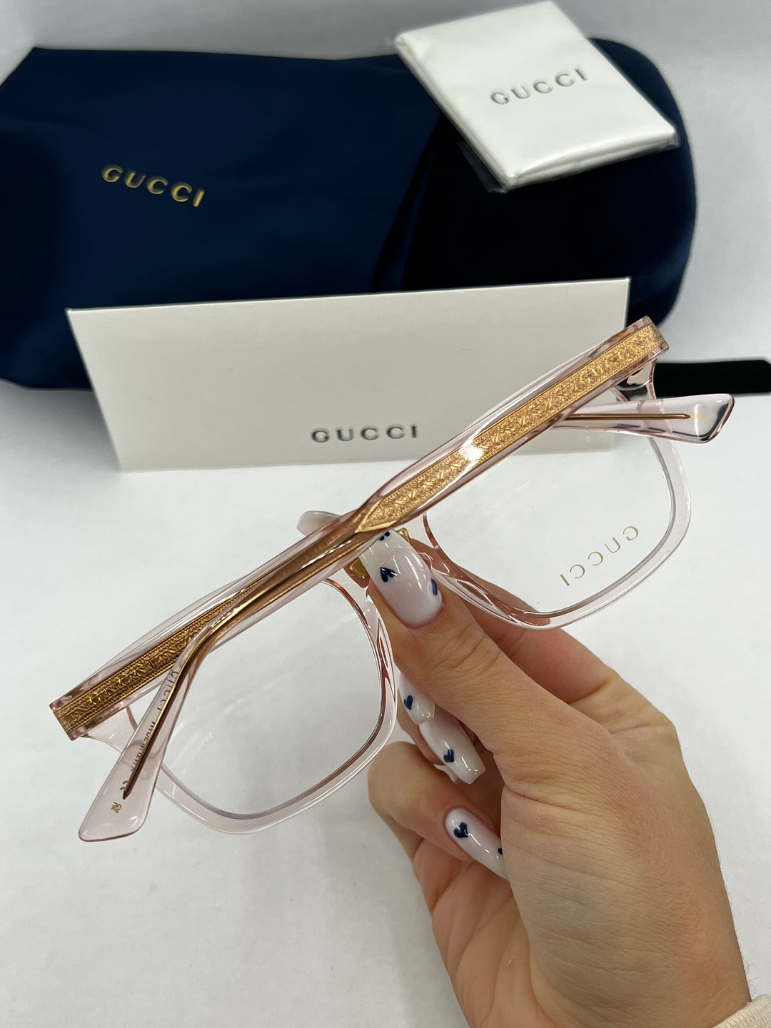 Gucci GG0184O Clear Pink Square Frames