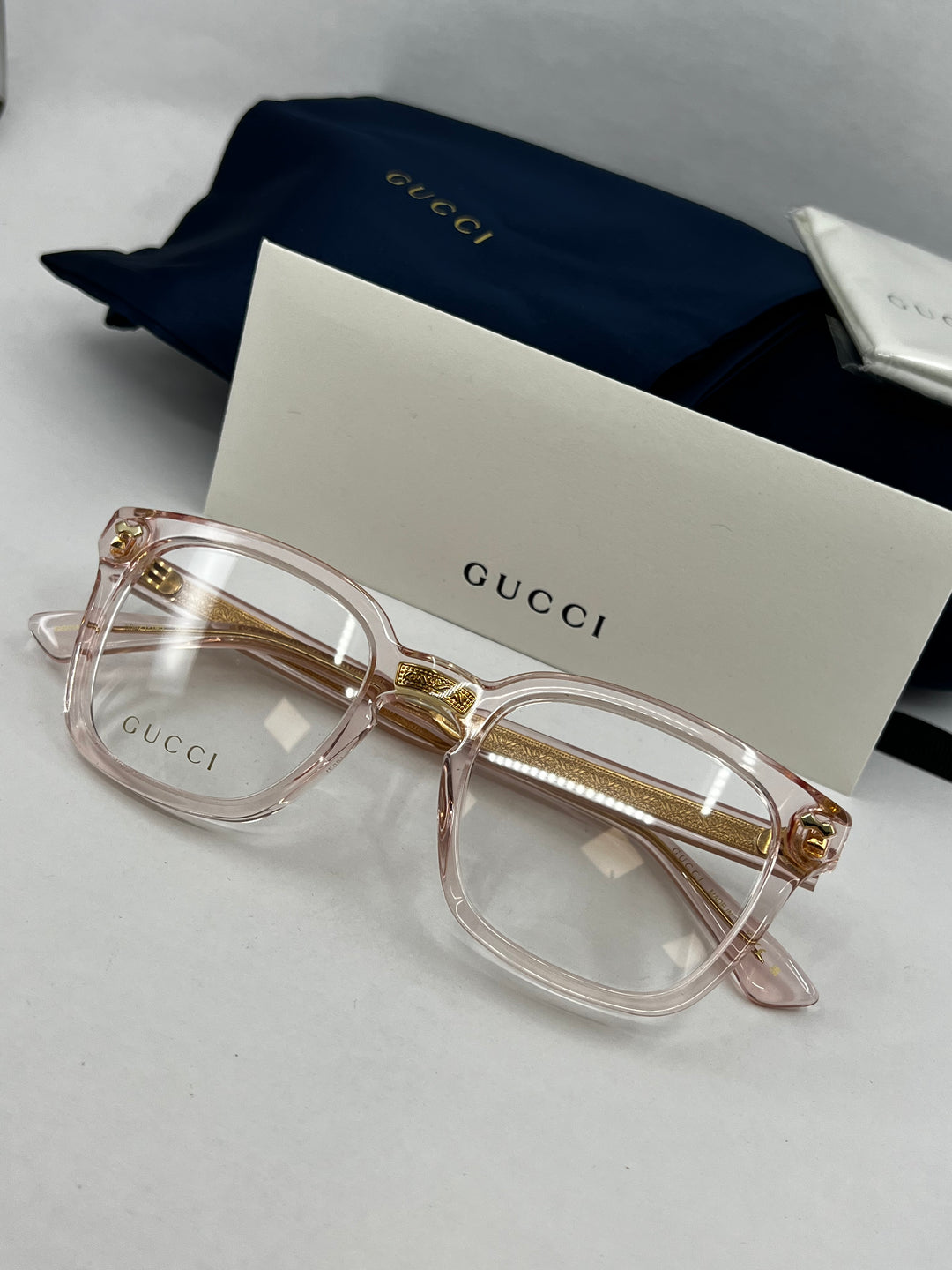 Gucci GG0184O Clear Pink Square Frames