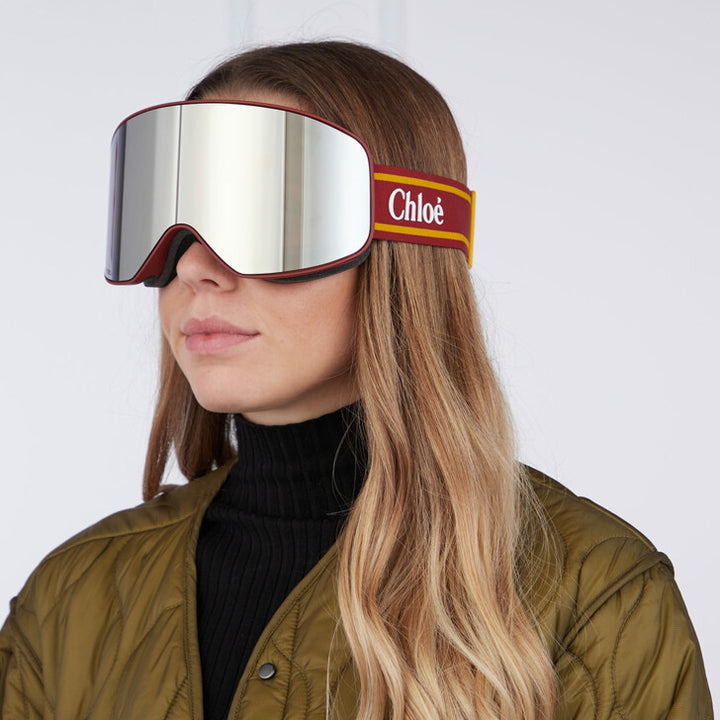 Chloe CH0072S Ski Mask in Burgundy Bronze Lens
