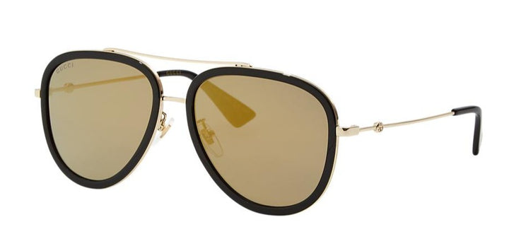 Gucci GG0062S Aviator Sunglasses in Black/Gold Mirror
